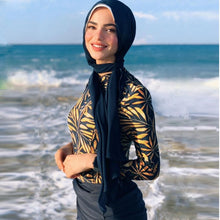 3pcs Modest Muslim Patchwork Long Sleeve Swimsuit