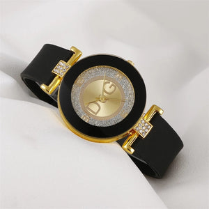 Black White Minimalist Design Silicone Strap Wristwatch