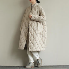 Cotton Diamond Lattice Block Long Overcoat