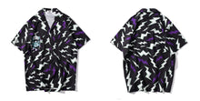 Short Sleeve Leopard Color Block Beach Shirt