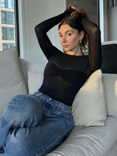 See Through Off Shoulder Long Sleeve Blouse