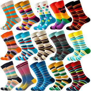 Happy Colorful Striped Combed Cotton Socks