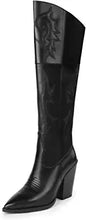 Western Pointed Toe Thick Heel Over-the-knee Denim Boots