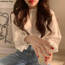Embroidery Long Sleeve Linen Cotton Blouse