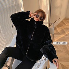 Plush Faux Rabbit Fur Mid-length Loose Thick Hooded Coat