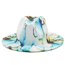 Artistic Print Wide Brim Fedora Hat
