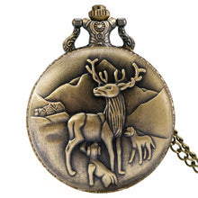 Exquisite Bronze Elk Design Quartz Pocket Watch