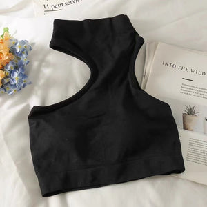 Knitted Off Shoulder Built In Bra Sleeveless Top