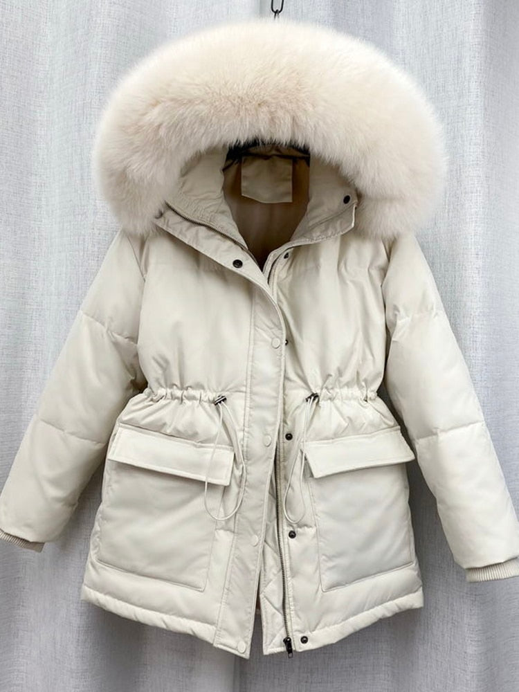 Cotton Padded Hooded Fur Parka