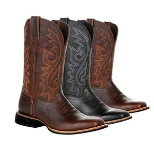 Cowboy Knight Mid Calf Embroidered Western Boots