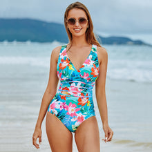 Printed One Piece Backless Swimsuit