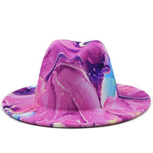 Artistic Print Wide Brim Fedora Hat