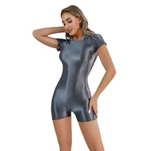 Glossy Shiny One Piece Candy Color Short Jumpsuit