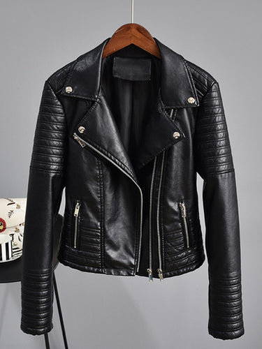 Faux Leather Zippered Jacket