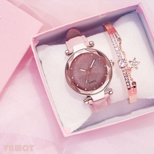Romantic Starry Sky Bracelet Watch Set