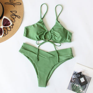 Drawstring Bra Two Piece Bathing Suit