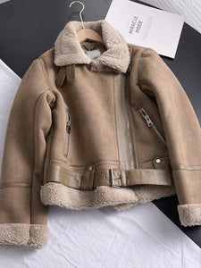 Winter Thick Warm Suede Faux Leather Coat