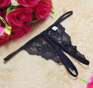 Open Crotch Floral Print G-String