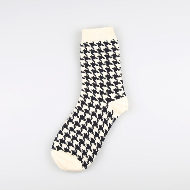 1 Pair Japanese Lattice & Vertical Stripes Socks
