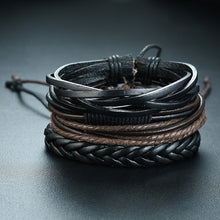 Braided Leather Life Tree Rudder Charm Wood Bracelet