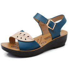 Aged Leather Soft Bottom Mixed Color Sandals