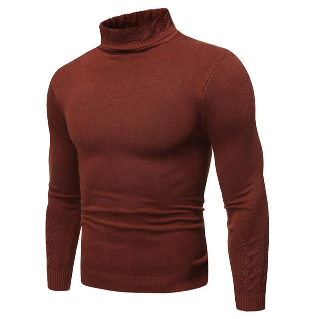 Stylish Solid Color High Neck Sweater