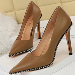 BIGTREE Rivet Pumps High Heels Stiletto