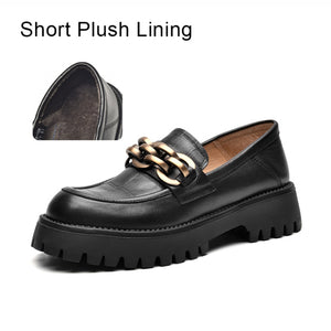BeauToday Chunky Genuine Leather Platform Shoes