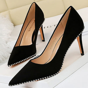 BIGTREE Rivet Pumps High Heels Stiletto