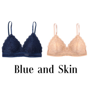 French Style Triangle Cup Deep V Wireless Soft Thin Seamless Bra