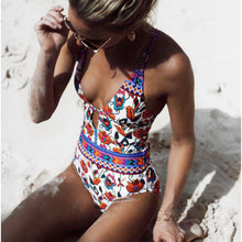 Designer Print Backless One Piece Swimsuit