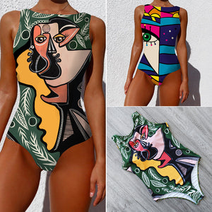 Colorful Print One Piece Bathing Suit