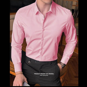 Cotton Long Sleeve Solid Slim Fit Dress Shirts