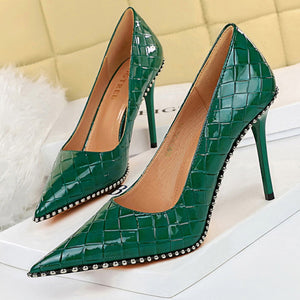 BIGTREE Rivet Pumps High Heels Stiletto