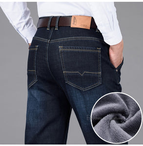 Classic Style Winter Warm Business Jeans