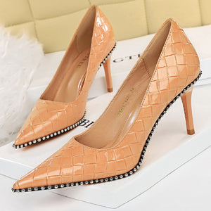 BIGTREE Rivet Pumps High Heels Stiletto