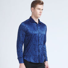 Men's Designer Print Long-Sleeve Silk Shirt