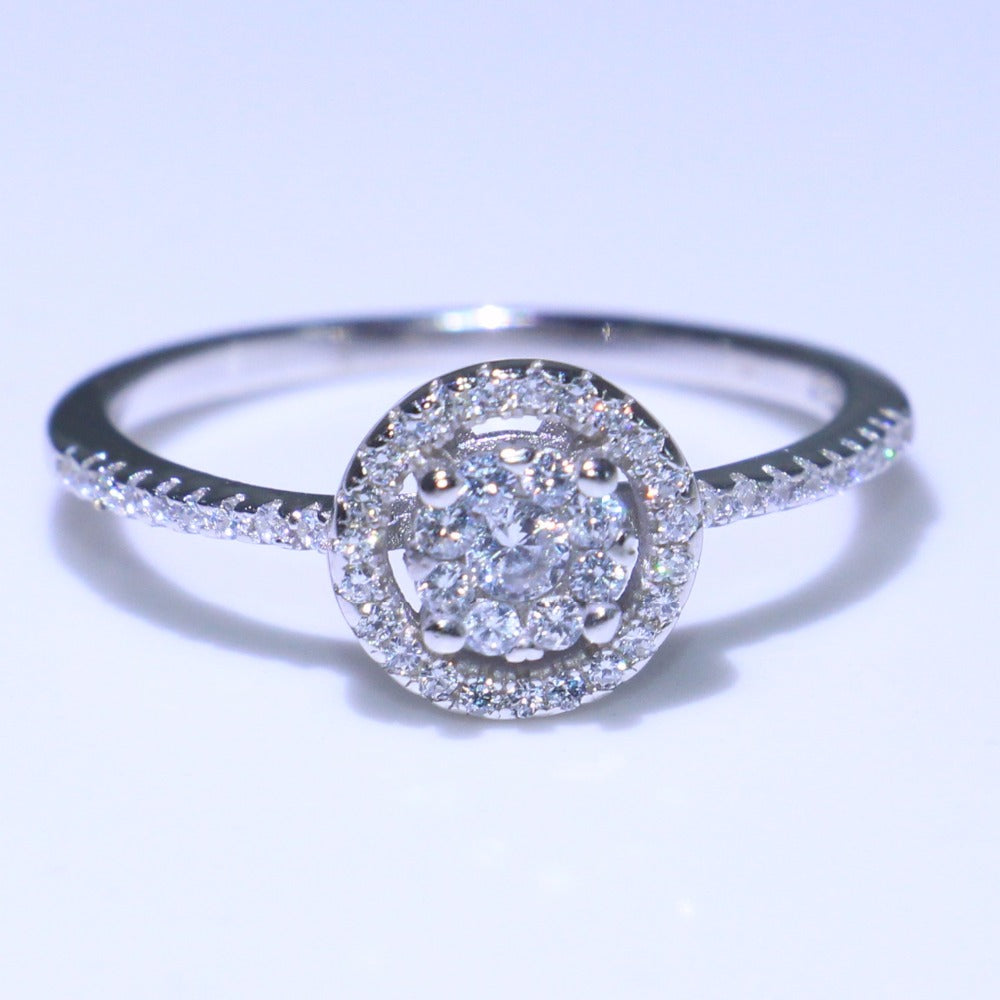 100% 925 Sterling Silver Zircon Engagement Ring