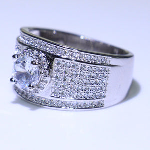 Cubic Zircon 925 Sterling Silver Round Wedding Band