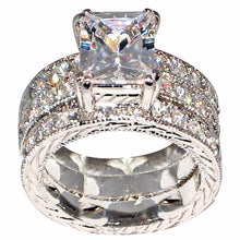 10KT White Gold Princess Cut Cubic Zircon Ring Set