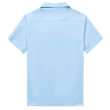 Blue/White Vertical Striped Short Sleeve Bowling Shirt